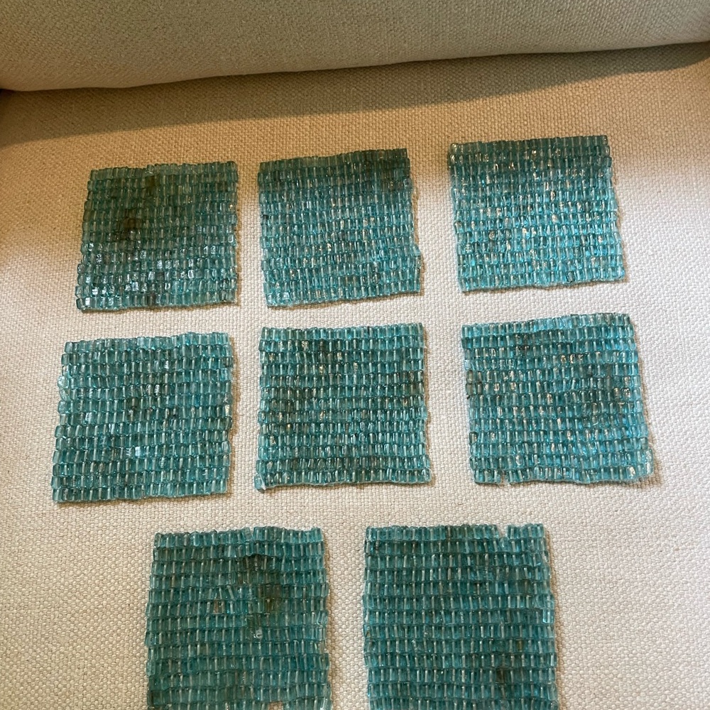 Set of Eight Teal Woven Coasters